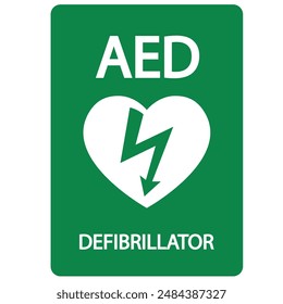 AED,automated external defibrillator aed sign with heart