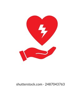 AED,automated external defibrillator aed sign with heart