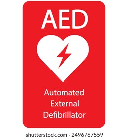 AED,automated external defibrillator aed sign with heart