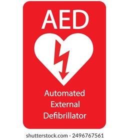 AED,automated external defibrillator aed sign with heart