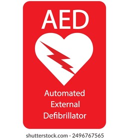 AED,automated external defibrillator aed sign with heart