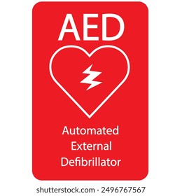 AED,automated external defibrillator aed sign with heart
