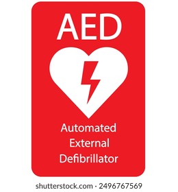 AED,automated external defibrillator aed sign with heart