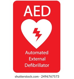 AED,automated external defibrillator aed sign with heart