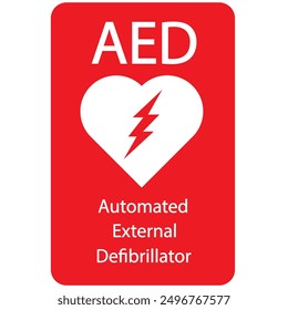 AED,automated external defibrillator aed sign with heart
