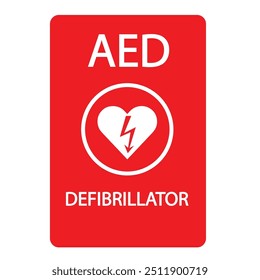 AED,sinal de aed desfibrilador externo automatizado com coração