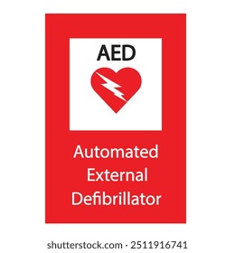 AED,sinal de aed desfibrilador externo automatizado com coração