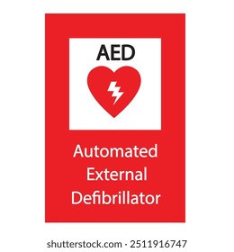 AED,sinal de aed desfibrilador externo automatizado com coração