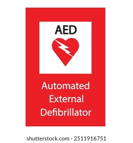 AED,sinal de aed desfibrilador externo automatizado com coração