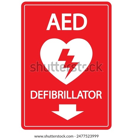 AED,automated external defibrillator aed sign with heart