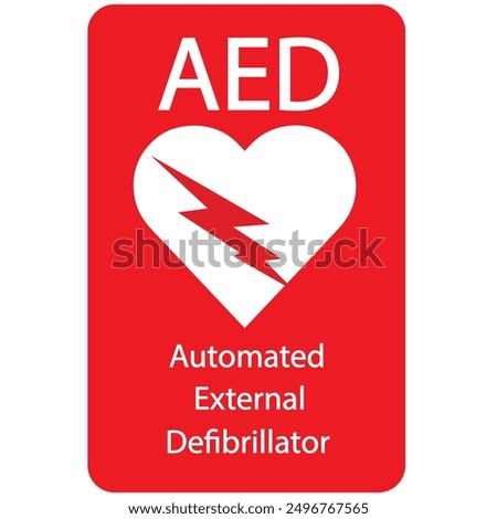 AED,automated external defibrillator aed sign with heart