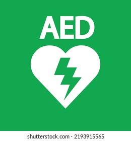 AED, automatisiertes externes Defibrillator, flaches Vektorsymbol
