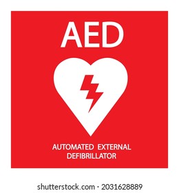 AED, automatisches externes Defibrillatorsymbol mit flachem Vektorsymbol
