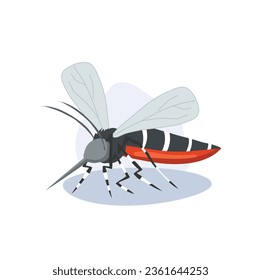 Aedes Mosquito Vector Illustration. Zika, Dengue, Chikungunya Threat. Disease Spreading Insect. Tropical Disease Carrier