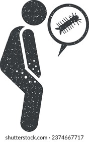 Aedes, virus, man icon vector illustration in stamp style
