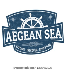 Aegean sea sign or stamp on white background, vector illustration