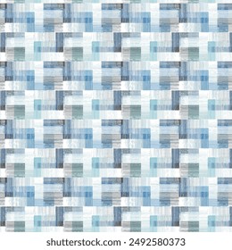 Aegean teal mottled geo patterned linen texture background. Summer coastal living style home decor fabric effect.