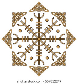 Aegishjalmur, Helm of awe (helm of terror), Icelandic magical staves, isolated on white, vector illustration