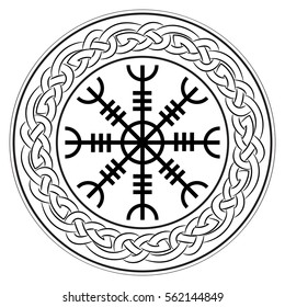 Aegishjalmur, Helm of awe (helm of terror), Icelandic magical staves, isolated on white, vector illustration