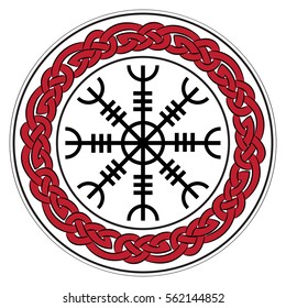 Aegishjalmur, Helm of awe (helm of terror), Icelandic magical staves, isolated on white, vector illustration