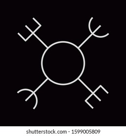 Aegishjalmur, small helm of awe (helm of terror). Icelandic magical staves. Monochrome vector illustration.