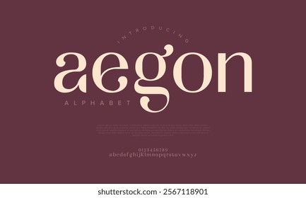 Aegon typography beauty fashion elegant minimalist serif italic fonts decorative wedding vintage retro logos. Minimal luxury font alphabet logo. Vector illustration