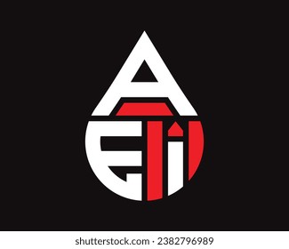 Diseño del logotipo de la forma de caída de agua de la letra AEI. Diseño sencillo del logotipo de la entrega de AEI.
