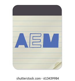 AEM - Hand Drawn Lettering Abbreviation for All Employee Meeting on Notebook Template. Vector Illustration Quote. Handwritten Inscription Phrase.
