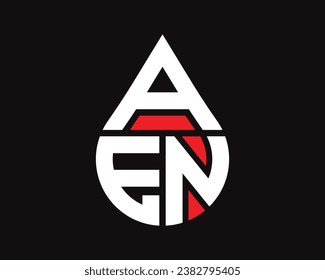 AEN letter water drop shape logo design. AEN drop logo simple design.