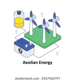 Aeolian Energy isometric Colored illustration. EPS File stock illustration