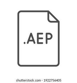 AEP-Dateiformat-Zeilensymbol. Lineares Design für mobiles Konzept und Webdesign. Einfaches Umrisssymbol. Vektorgrafik einzeln auf weißem Hintergrund. EPS10.