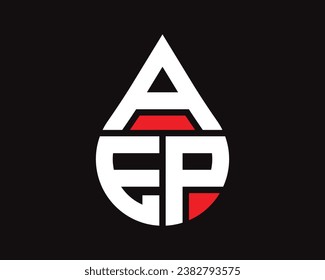 AEP letter water drop shape logo design. AEP drop logo simple design.