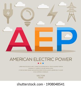 AEP mean (American Electric Power) Energy acronyms ,letters and icons ,Vector illustration.