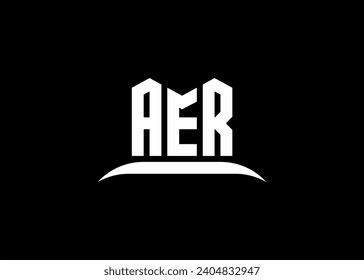 AER letter logo design on creative BLACK background.