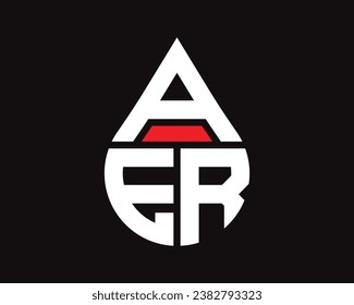 AER letter water drop shape logo design. AER drop logo simple design.