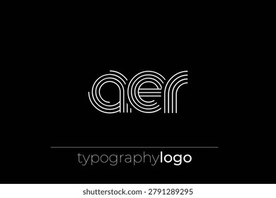 AER modern geometric typography logo. Modern and stylish composition featuring a monochromatic typography logo illustration designed with intricate lines.