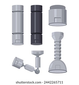 Aerators for water faucets vector cartoon set isolated on a white background.