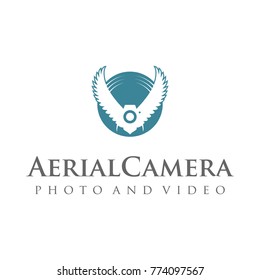 Aerial Camera Logo. Wings Bird Photographer / Videographer Logotype Symbol