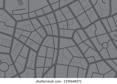 Aerial clean top view of the city map with street and river, Blank urban imagination map, GPS map navigator concept, vector illustration