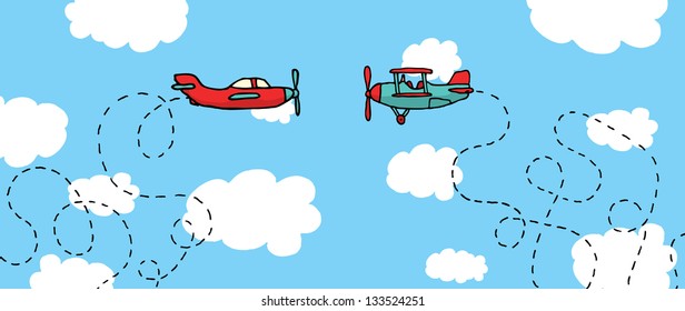 Aerial Dogfight / Cartoon planes in battle