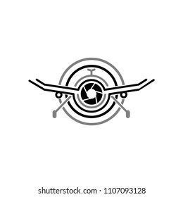 Aerial Drone Cam Photography Logo Design Template. Drone Camera Photography Technology Logo Vector Icon. 