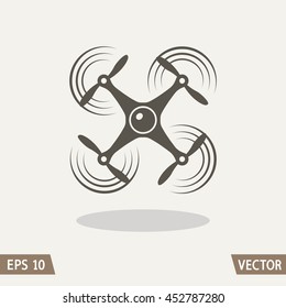 Aerial drone quadrocopter icon symbol isolated on light background. Vector illustration for web, logo and packing design
