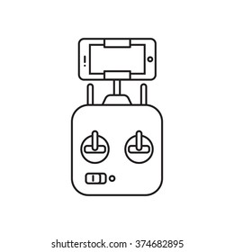 Aerial drone remote control illustration. Made in line art style icon.