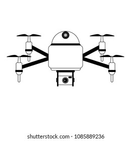 Aerial drone technology on black and white