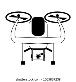 Aerial drone technology on black and white