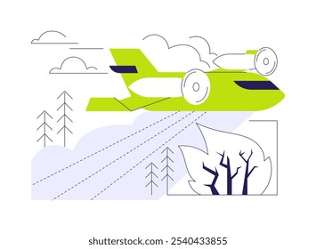 Aerial firefighting abstract concept vector illustration. Fire suppression by air, mature protection equipment, ecology industry, environmental problem, world disaster abstract metaphor.