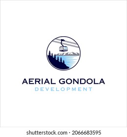 Aerial gondola logo with classic style design