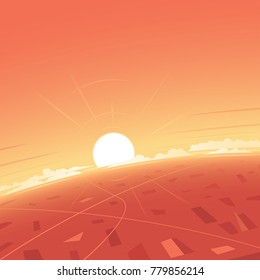 Aerial Landsape and Sunset