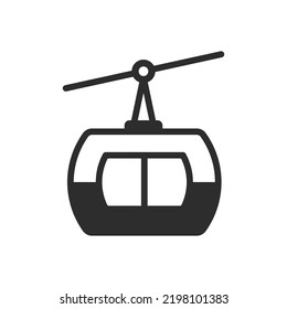 Aerial lift mountain icon. Monochrome black and white symbol