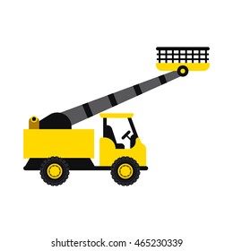 Aerial lift platform icon in flat style